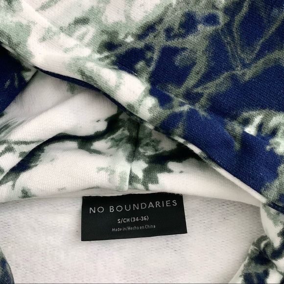 Mens Tie Dye Pullover Hoodie White Blue Green No Boundaries Small 34-36 - Picture 3 of 5